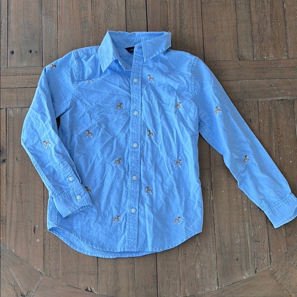 Janie and Jack Blue dog embroidered button up shirt - Picture 1 of 7